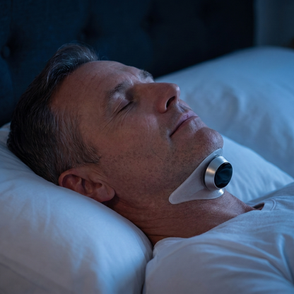 Man sleeping with Sleepr Pro device under chin